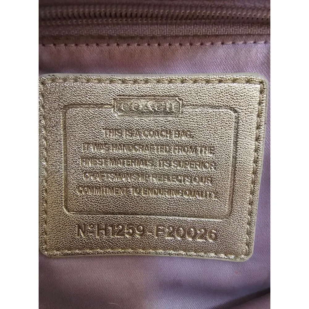 Coach Signature Jacquard Tote Bag Gold Metallic Trim Y2K Shoulder Purse F20026